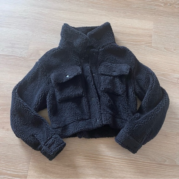Elodie Jackets & Blazers - Elodie black fleece button up jacket